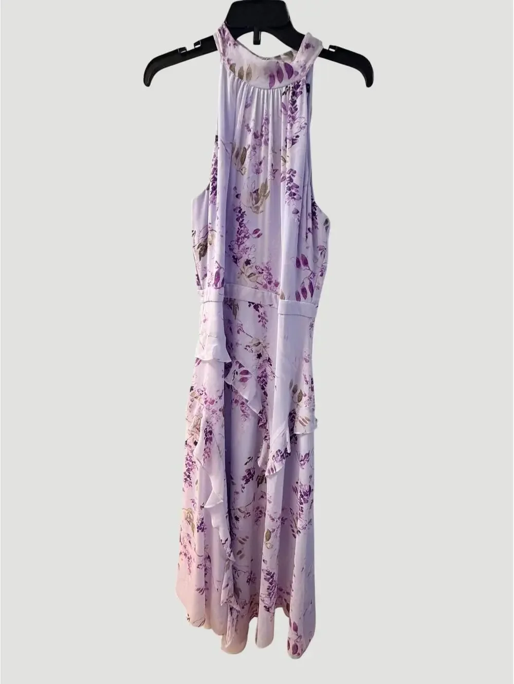 White House Black Market Lilac Floral Halter Midi Dress Size 6 - Picture 5 of 9